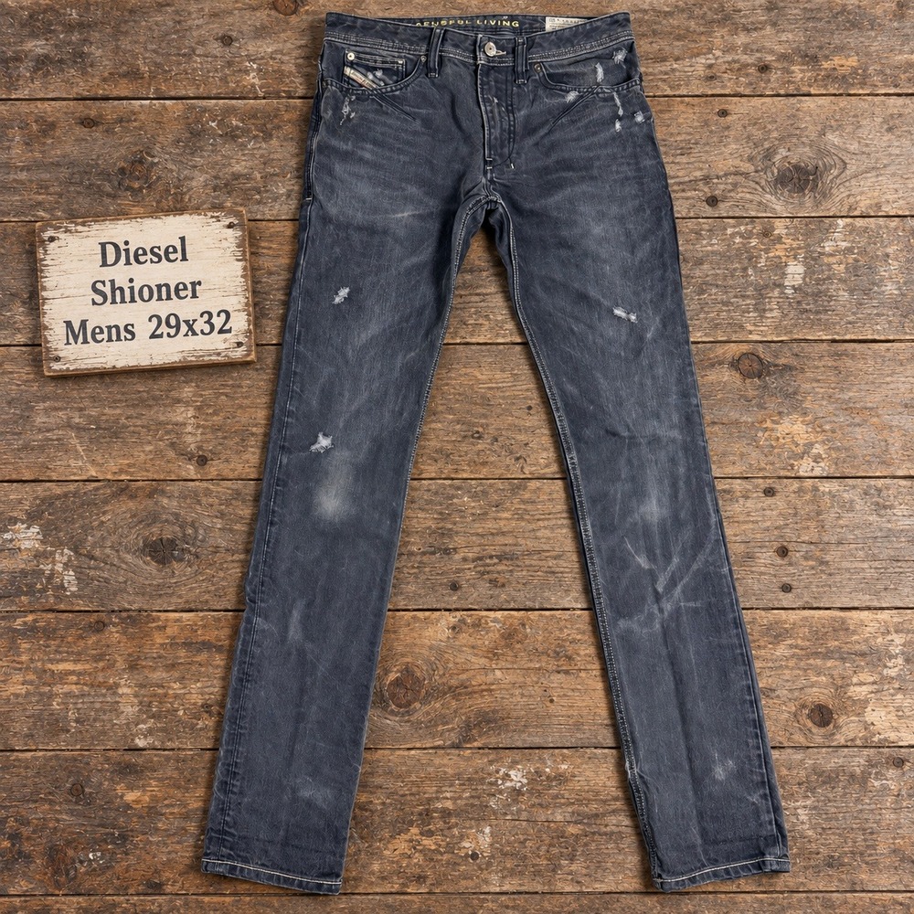 Diesel Shioner Slim Skinny Jeans Mens 29x32 Dark Wash Distressed Made in Italy